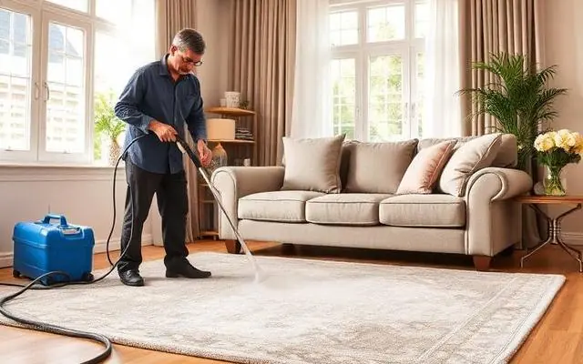 Carpet, Rug & Upholstery Cleaning professional at work