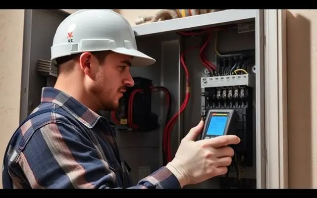 Electrical professional at work