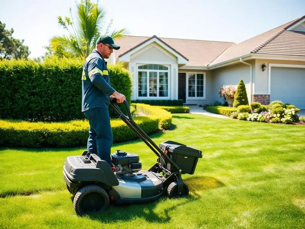 Landscaping professional at work